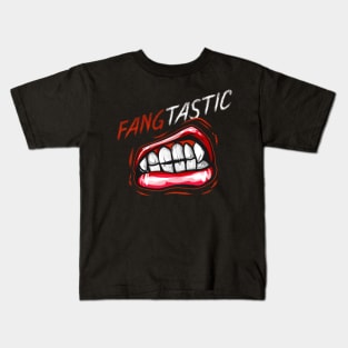 FangTastic Vampire Werewolf Mouth With Fangs Halloween Kids T-Shirt